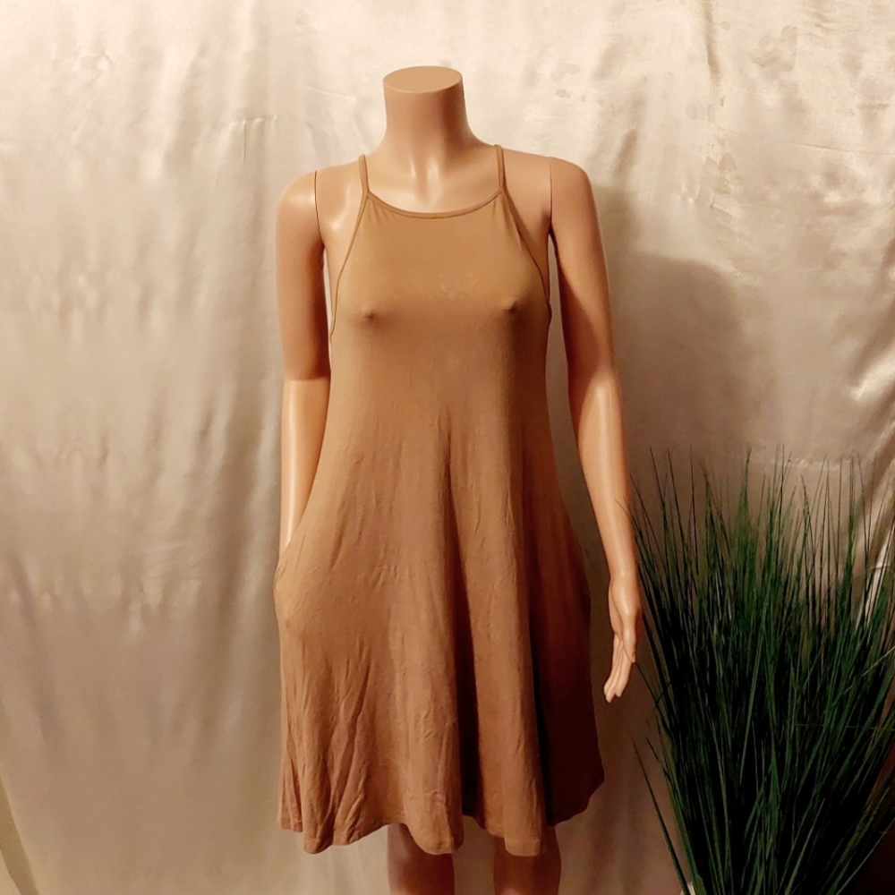 Women Taupe  Solid Flare Dress
